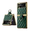 Per Samsung Galaxy Z Flip4 Custodia per telefono ad anello in pelle liscia con reticolo diamantato (verde)