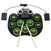 Tamburo elettronico portatile con tamburo elettronico a luce lampeggiante Tamburo Bluetooth (versione icona + nero verde)