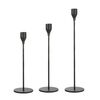 3 pezzi / set portacandele in ferro battuto per la decorazione della casa, stile: fondo sottile (nero)