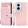 Custodia per cellulare in pelle con cerniera per vivo Y78 Plus 5G (oro rosa)
