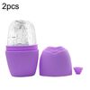 2pcs L-03-01 Face Ice Apparatus Massage Ice Roller Beauty Makeup Silicone Face Ice Tray (fascino viola con foro)