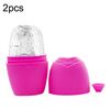 2 pezzi L-03-01 Apparecchio per il ghiaccio per il viso Massaggio Rullo per il ghiaccio Bellezza Trucco Vassoio per il ghiaccio per il viso in silicone (Rosa rossa con foro)
