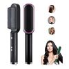 Piastra per capelli 2 in 1 Spazzola e arricciacapelli Piastra per capelli a ioni negativi Pettine per lo styling (nero)