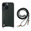 Per iPhone 14 Plus Fish Tail Card Slot PU + Custodia per telefono in TPU con cordino lungo (verde scuro)