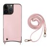 Per iPhone 13 Pro Max Fish Tail Card Slot PU + Custodia per telefono in TPU con cordino lungo (rosa)