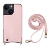 Per iPhone 13 Fish Tail Card Slot PU + Custodia per telefono in TPU con cordino lungo (rosa)