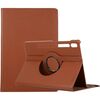 Per Samsung Galaxy Tab S9+ Custodia per tablet in pelle con supporto di rotazione a 360 gradi (marrone)