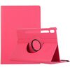 Per Samsung Galaxy Tab S9+ Custodia per tablet in pelle con supporto di rotazione a 360 gradi (rosa rossa)