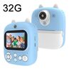 1200W Pixel Display da 2,4 pollici Stampa per bambini Fotocamera istantanea 32G+ Lettore di schede Blu