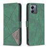 Custodia per telefono in pelle con trama romboidale con fibbia magnetica per Motorola Moto G14 4G (verde)