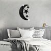 4 pezzi/set acrilico luna stelle specchio adesivo da parete decorazione della casa specchio morbido (nero)