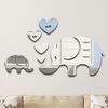 6 pz/set Specchio Acrilico Elefante Stereo Adesivi Murali Decorazione Della Casa Specchio Morbido (Argento)