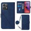 Per Motorola Moto G84 Custodia a tracolla in pelle con vibrazione 3D in rilievo (blu)