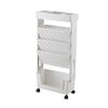 Scaffale in plastica con carrello mobile a 5 strati per scaffali verticali per libri per studenti (bianco)