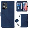 Per Motorola Moto G Play 5G 2024 Custodia a tracolla in pelle con vibrazione 3D in rilievo (blu)