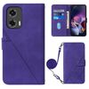 Per Motorola Moto G Stylus 5G 2024 Custodia a tracolla in pelle con vibrazione 3D in rilievo (Viola)