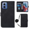 Per Motorola Moto G34 Custodia a tracolla in pelle con vibrazione 3D in rilievo (nera)
