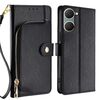 Custodia in pelle per telefono con cerniera per vivo Y03 4G (nera)