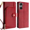 Custodia in pelle per telefono con cerniera per vivo Y03 4G (rossa)
