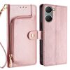 Custodia per telefono in pelle con cerniera per vivo Y03 4G (oro rosa)