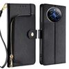 Custodia per telefono in pelle con cerniera per Realme 12 Pro 5G (nera)