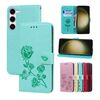 Custodia per telefono in pelle PU con vibrazione rosa goffrata per Samsung Galaxy S23+ 5G (verde)