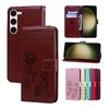 Custodia per telefono in pelle PU con vibrazione rosa goffrata per Samsung Galaxy S23+ 5G (marrone)