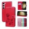 Custodia per telefono in pelle PU con vibrazione rosa goffrata per Samsung Galaxy S23+ 5G (rossa)