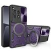 Custodia per telefono con supporto magnetico Camshield scorrevole per CD Texture per OnePlus 12R 5G (viola)