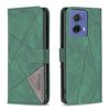 Per Motorola Moto G85 Custodia per telefono in pelle con fibbia magnetica con texture romboidale (verde)