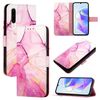 Custodia per telefono in pelle flip con motivo marmorizzato per Huawei P30 PT003 (LS001 oro rosa viola)