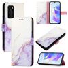 Custodia per telefono in pelle flip con motivo marmorizzato per Huawei P40 PT003 (LS006 bianco viola)