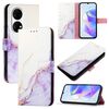 Custodia per telefono in pelle flip con motivo marmo PT003 per Huawei P50 Pro (LS006 bianco viola)