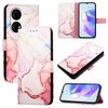 Per Huawei P50 Pro PT003 Custodia in pelle con motivo in marmo (LS005 Oro rosa)