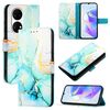 Custodia per telefono in pelle flip con motivo marmo PT003 per Huawei P50 Pro (LS003 verde)