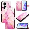 Custodia per telefono in pelle flip con motivo marmo PT003 per Huawei P50 Pro (LS001 oro rosa viola)