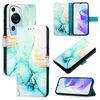 Custodia per telefono in pelle flip con motivo marmorizzato per Huawei P60 Art PT003 (LS003 verde)