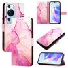 Per Huawei P60 Art PT003 Custodia in pelle con motivo marmorizzato (LS001 Oro rosa viola)