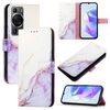 Custodia per telefono in pelle flip con motivo marmo PT003 per Huawei P60 / P60 Pro (LS006 bianco viola)