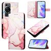 Custodia per telefono in pelle flip con motivo marmo PT003 per Huawei P60 / P60 Pro (LS005 oro rosa)