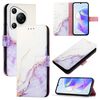 Per Huawei Pura 70 PT003 Custodia in pelle con motivo marmorizzato (LS006 Bianco Viola)