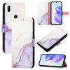 Per Huawei P Smart Z / Y9 Prime 2019 PT003 Custodia in pelle con motivo marmorizzato (LS006 Bianco Viola)