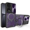Custodia per telefono con supporto magnetico Camshield scorrevole per CD Texture per Honor X7b (viola)