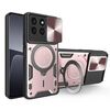 Custodia per telefono con supporto magnetico Camshield scorrevole per CD Texture per Honor X8b (rosa)