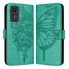 Custodia per telefono in pelle con farfalla in rilievo TCL 501 (verde)