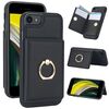 Per iPhone SE 2022/SE 2020/6/7/8 Custodia per telefono con supporto per anello antifurto RFID (nero)