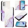 Per Motorola Moto G Stylus 2021 4G PT003 Custodia in pelle con motivo marmorizzato (bianco viola)