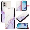 Per Motorola Moto G Stylus 2023 4G PT003 Custodia in pelle con motivo marmorizzato (bianco viola)
