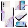 Per Motorola Moto G52 / G82 / G71s PT003 Custodia in pelle con motivo marmorizzato (Bianco Viola)