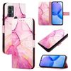 Per TCL 30 SE PT003 Custodia in pelle con motivo marmo (rosa, viola, oro)